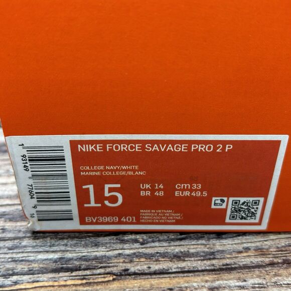 Size 15 Nike Force Savage Pro 2 Navy Blue White Football Cleats BV3969-401 New main image 5